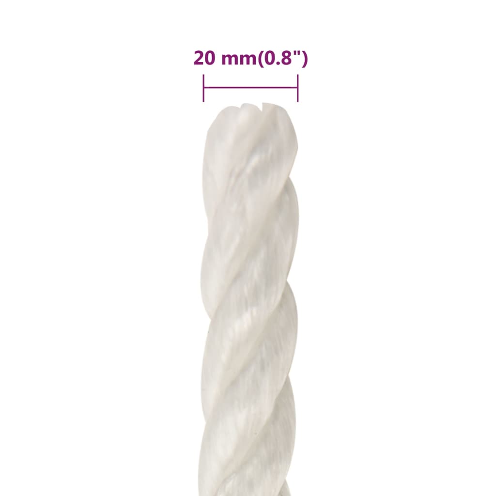 vidaXL Frânghie de lucru, Alb, 20 mm, 25 m, polipropilenă