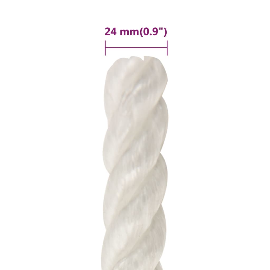 vidaXL Frânghie de lucru, alb, 24 mm, 100 m, polipropilenă