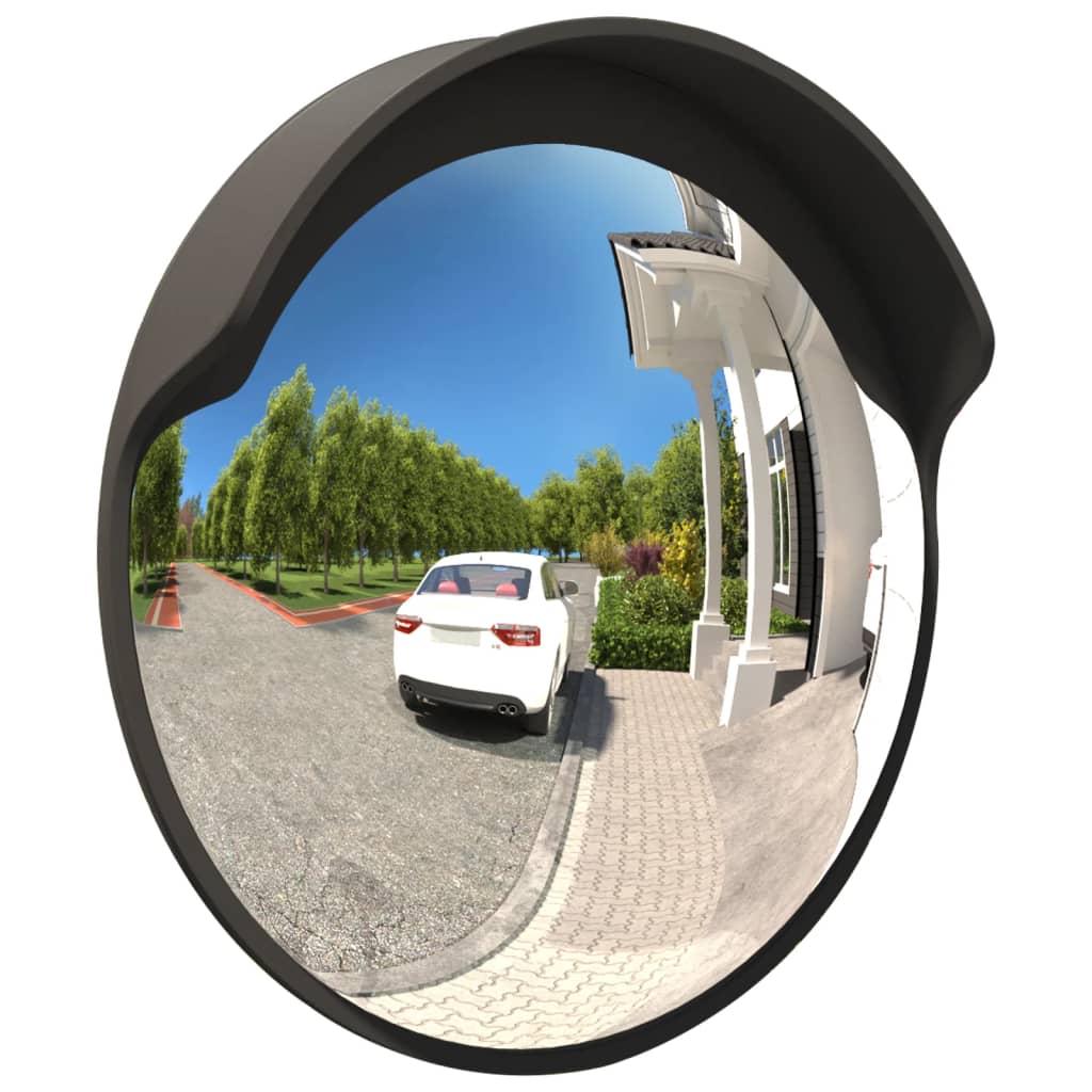 vidaXL Oglindă de trafic convexă exterior, negru, Ø60 cm, policarbonat vidaXL Oglindă de trafic convexă exterior, negru, Ø60 cm, policarbonat