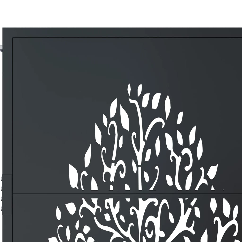 vidaXL Poartă pentru grădină, antracit, 105x205 cm, oțel, design copac