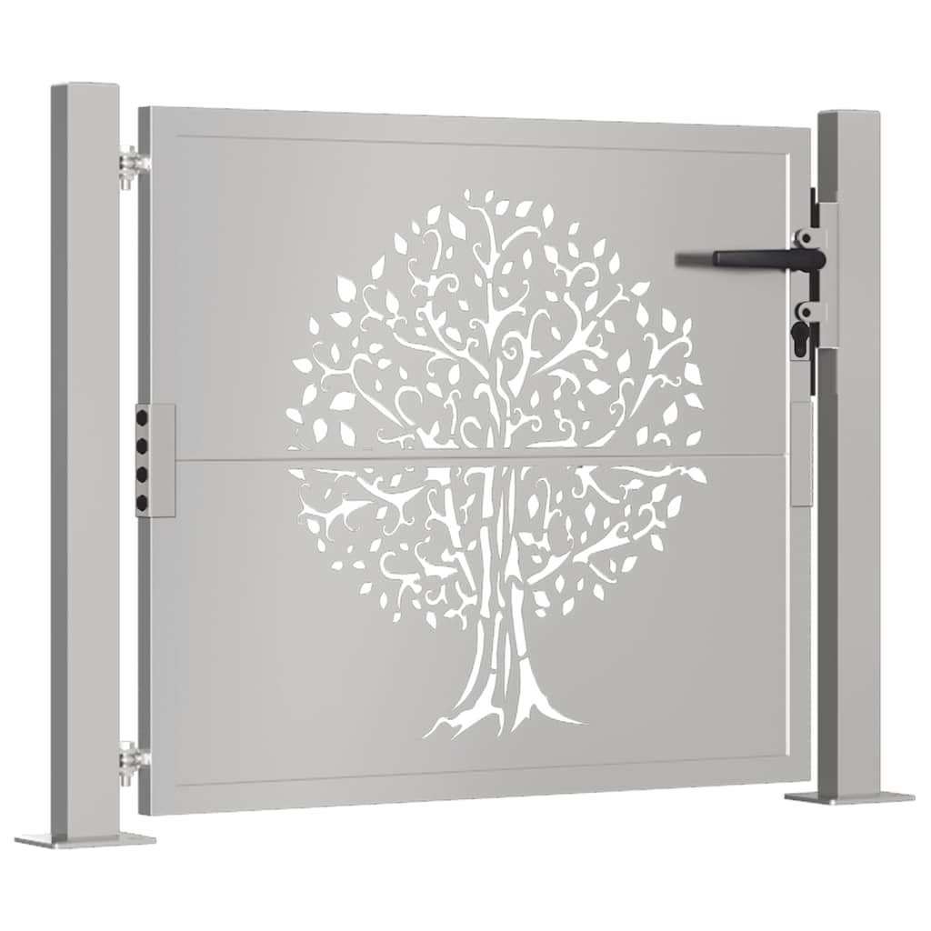 vidaXL Poartă pentru grădină, 105x80 cm, oțel corten, model copac