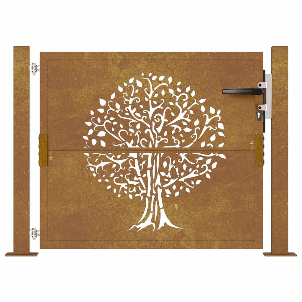 vidaXL Poartă pentru grădină, 105x80 cm, oțel corten, model copac