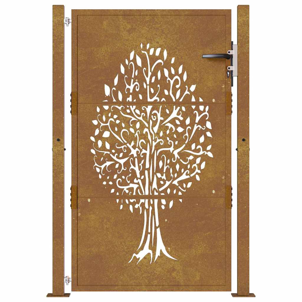 vidaXL Poartă pentru grădină, 105x130 cm, oțel corten, model copac