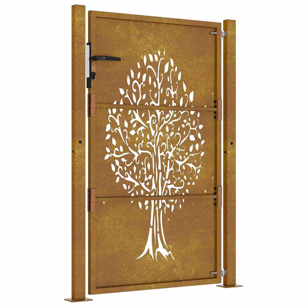 vidaXL Poartă pentru grădină, 105x130 cm, oțel corten, model copac