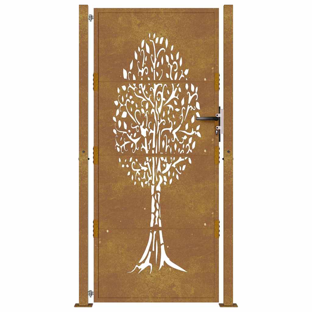 vidaXL Poartă pentru grădină, 105x180 cm, oțel corten, model copac