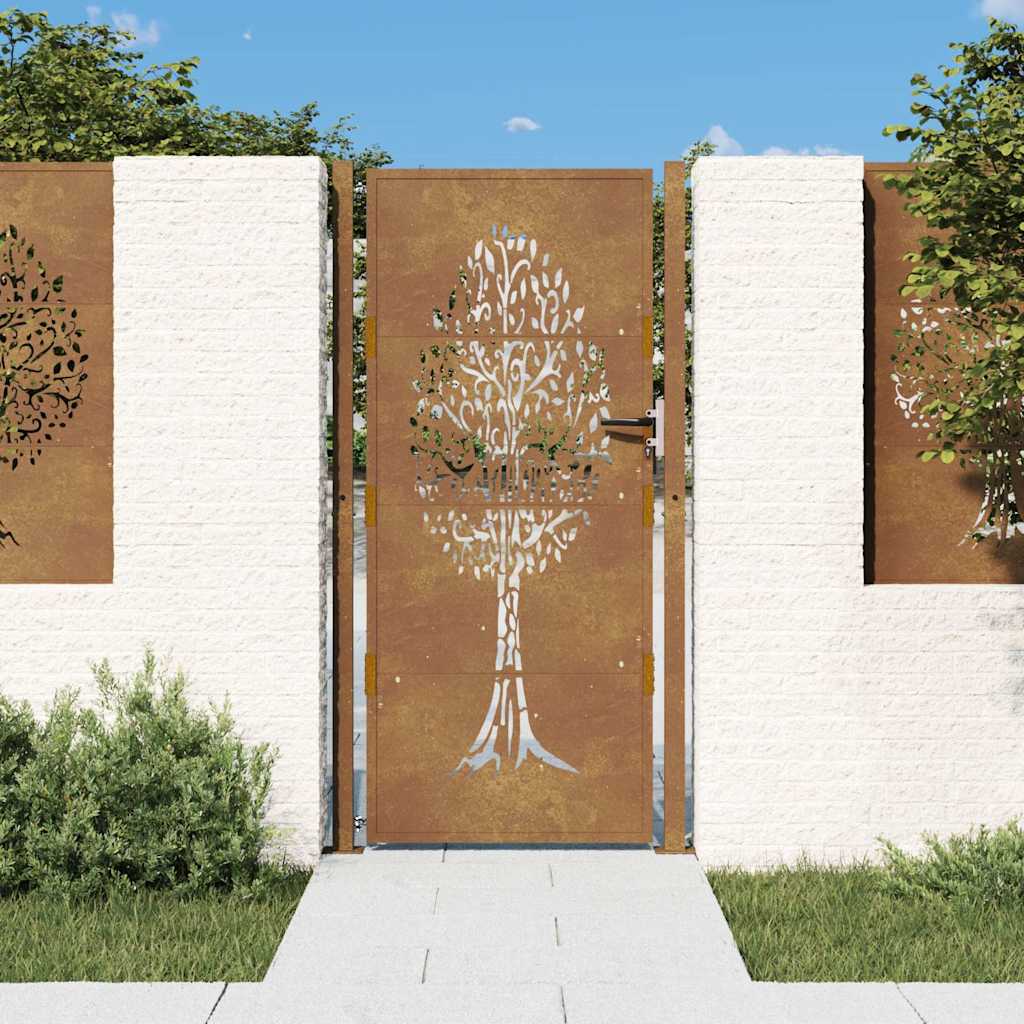 vidaXL Poartă de grădină, 105x205 cm, oțel corten, model copac vidaXL Poartă de grădină, 105x205 cm, oțel corten, model copac
