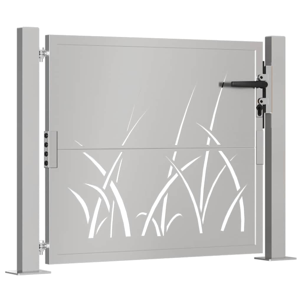 vidaXL Poartă pentru grădină, 105x80 cm, oțel corten, model iarbă