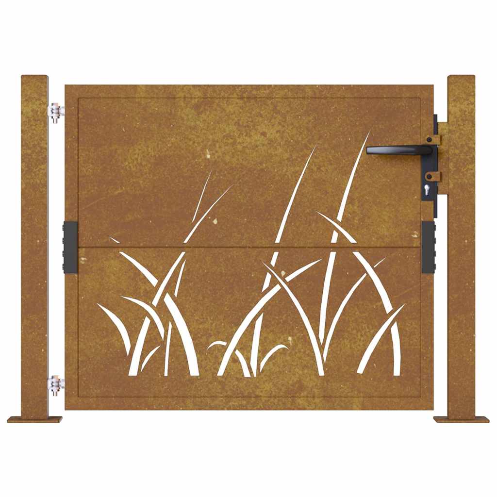 vidaXL Poartă pentru grădină, 105x80 cm, oțel corten, model iarbă