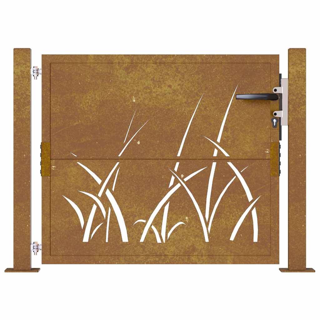 vidaXL Poartă pentru grădină, 105x105 cm, oțel corten, model iarbă vidaXL Poartă pentru grădină, 105x105 cm, oțel corten, model iarbă