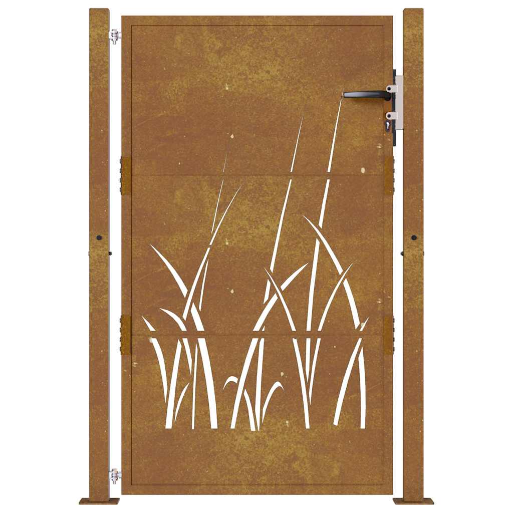 vidaXL Poartă pentru grădină, 105x130 cm, oțel corten, model iarbă vidaXL Poartă pentru grădină, 105x130 cm, oțel corten, model iarbă