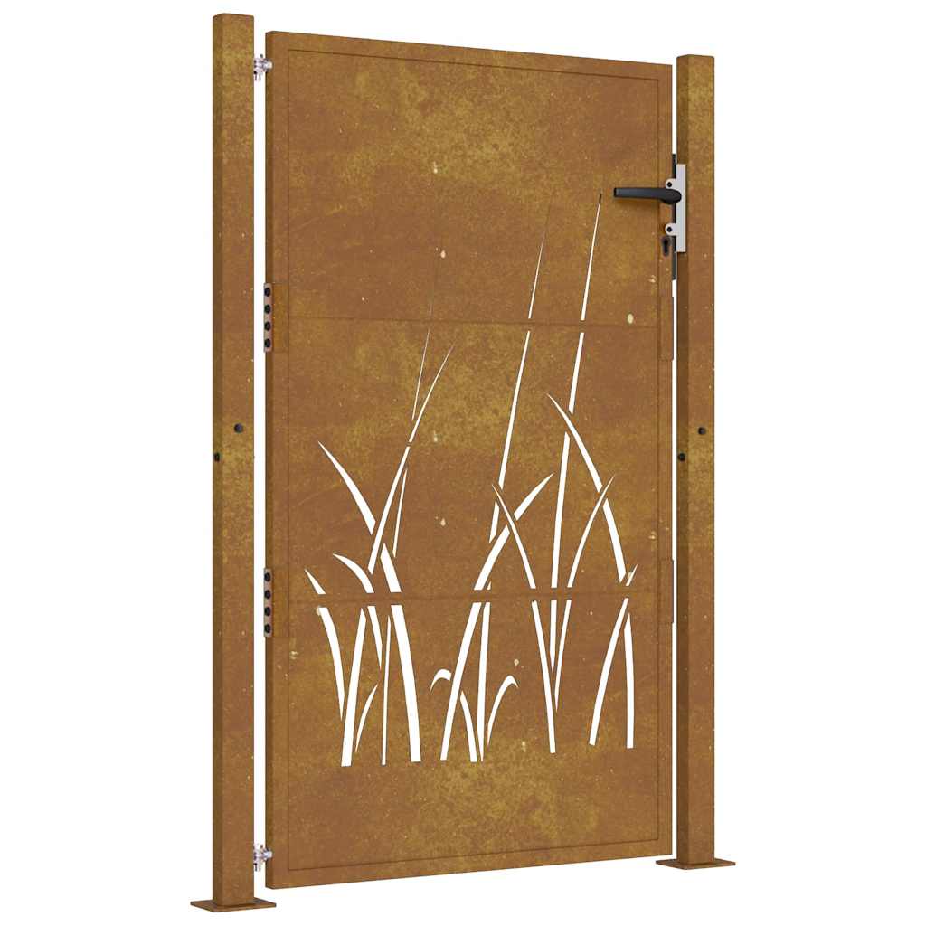 vidaXL Poartă pentru grădină, 105x155 cm, oțel corten, model iarbă