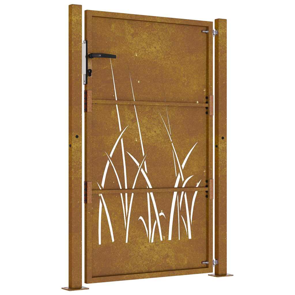 vidaXL Poartă pentru grădină, 105x155 cm, oțel corten, model iarbă