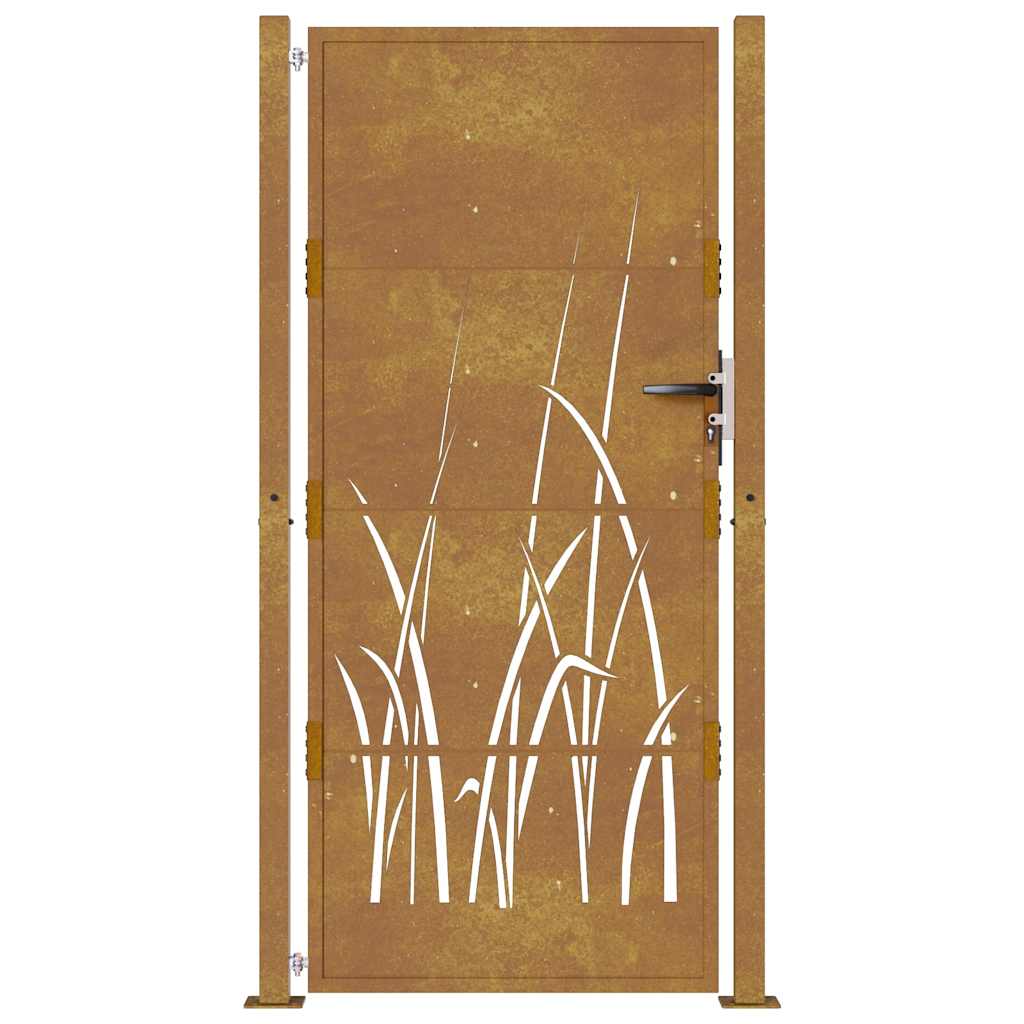 vidaXL Poartă pentru grădină, 105x180 cm, oțel corten, model iarbă
