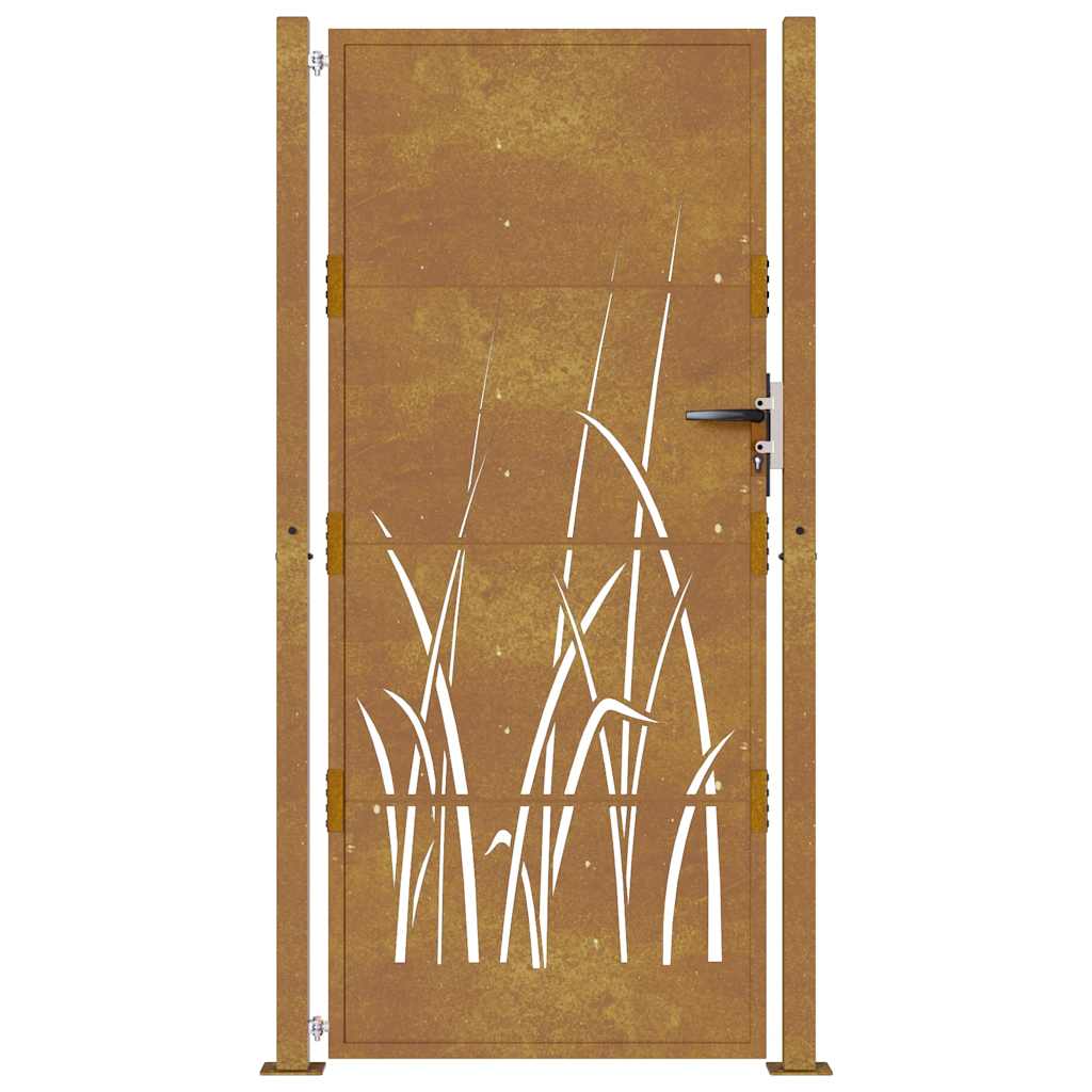 vidaXL Poartă pentru grădină, 105x205 cm, oțel corten, model iarbă