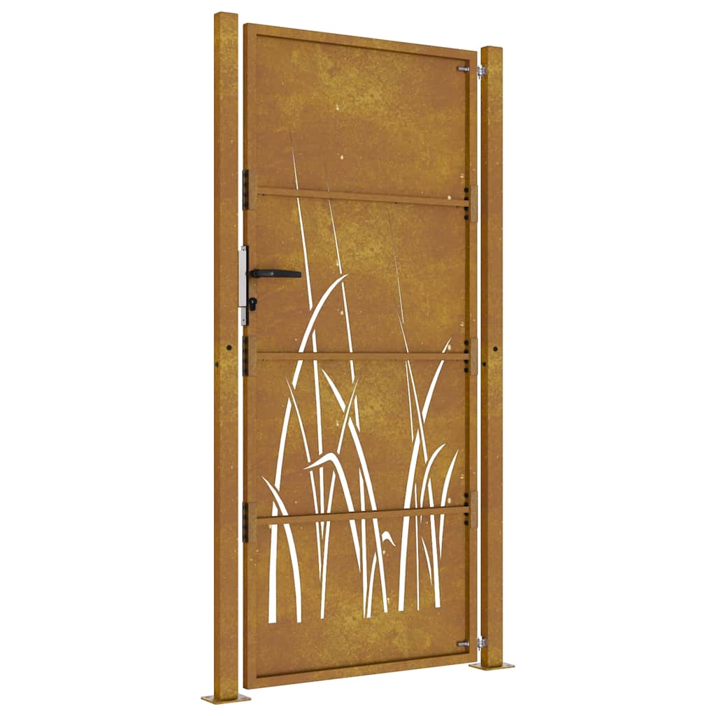 vidaXL Poartă pentru grădină, 105x205 cm, oțel corten, model iarbă