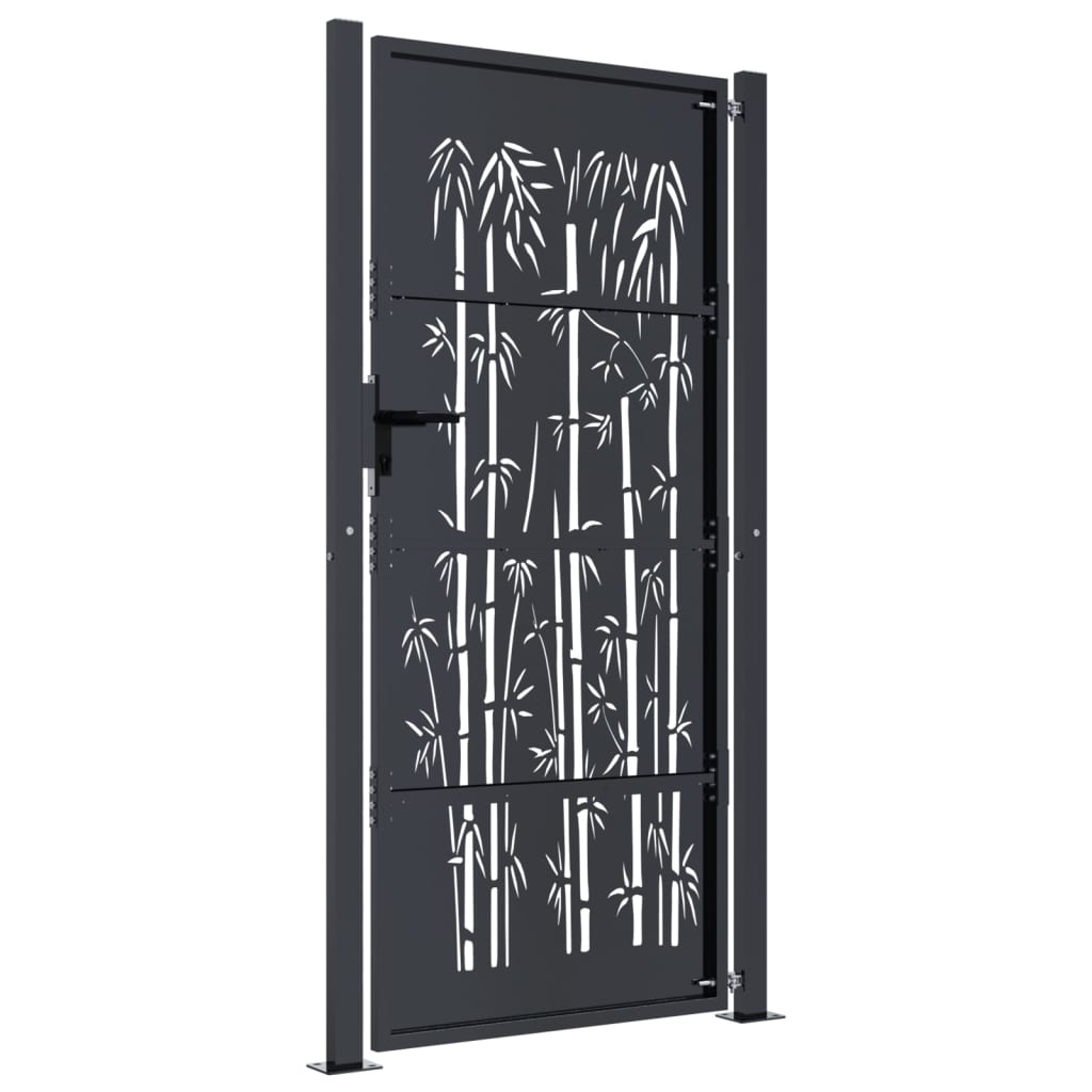 vidaXL Poartă pentru grădină, antracit, 105x180 cm, oțel, model bambus vidaXL Poartă pentru grădină, antracit, 105x180 cm, oțel, model bambus