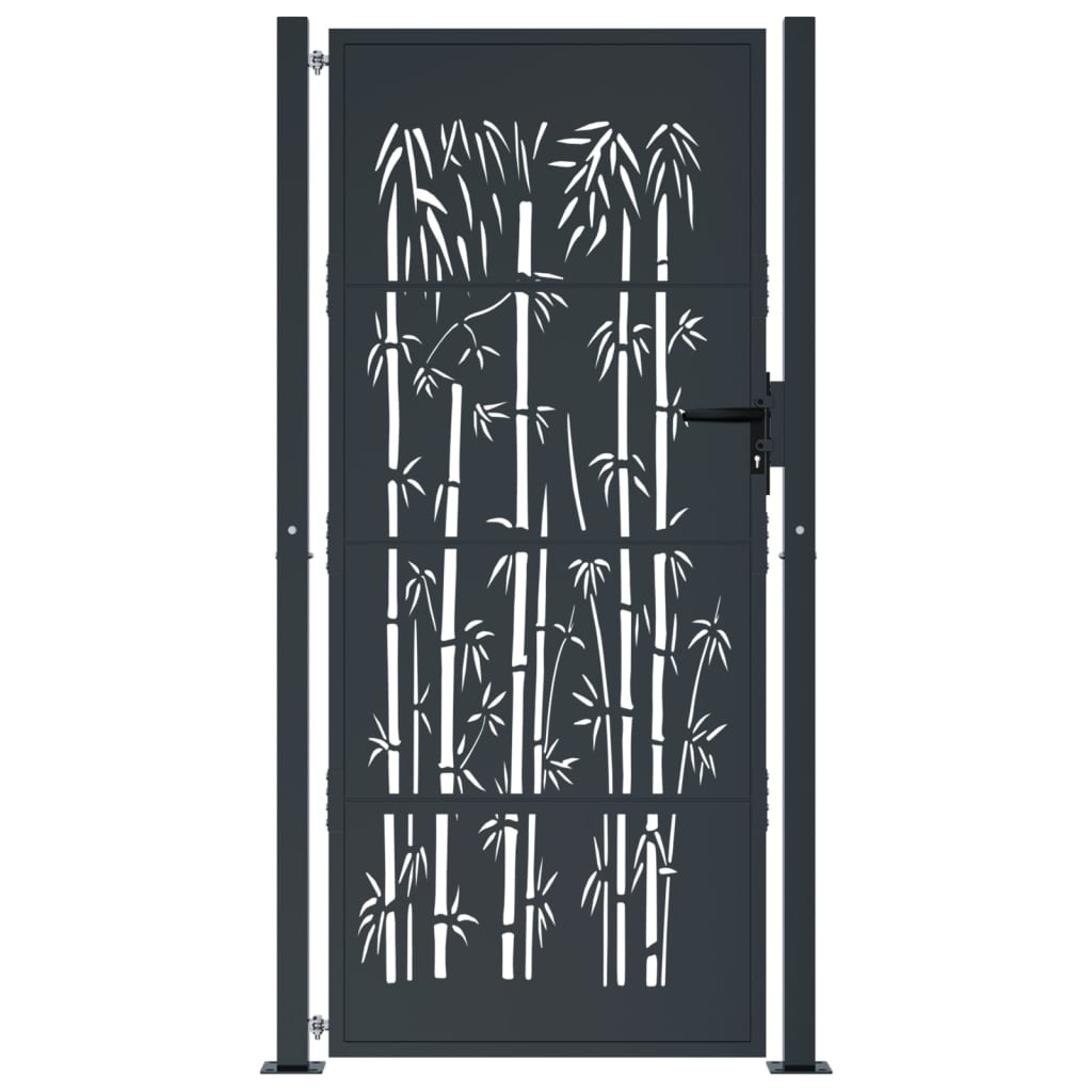 vidaXL Poartă pentru grădină, antracit, 105x205 cm, oțel, model bambus