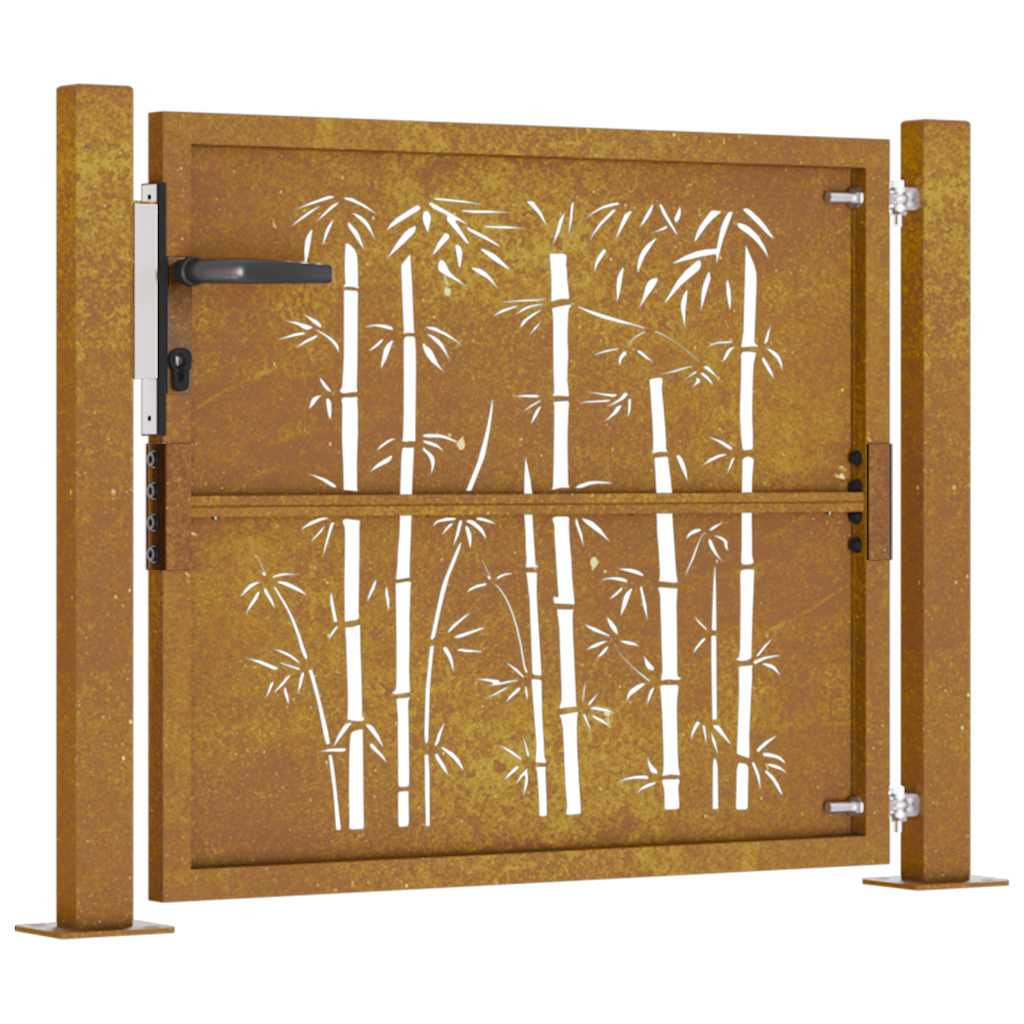 vidaXL Poartă pentru grădină, 105x80 cm, oțel corten, model bambus vidaXL Poartă pentru grădină, 105x80 cm, oțel corten, model bambus