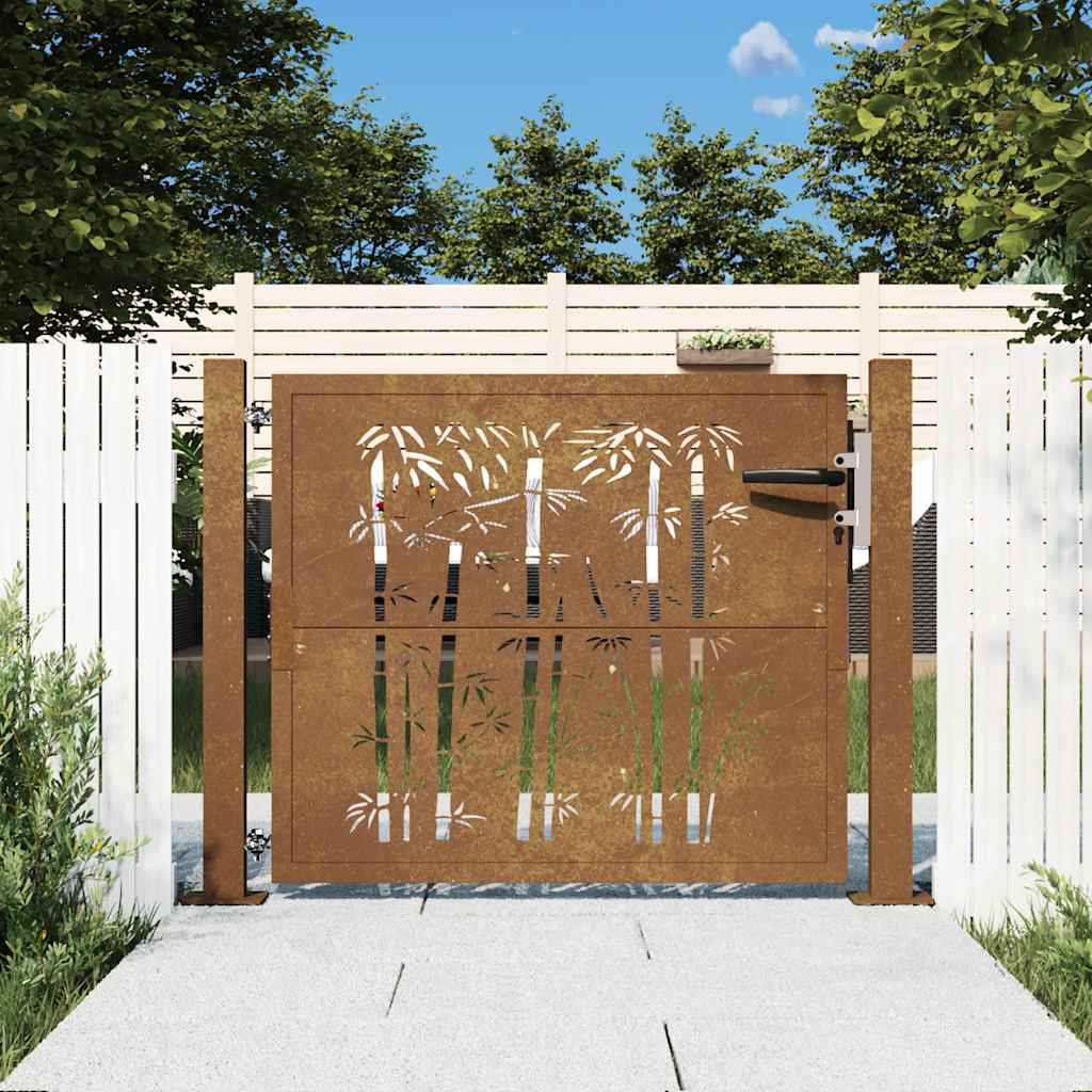vidaXL Poartă pentru grădină, 105x80 cm, oțel corten, model bambus vidaXL Poartă pentru grădină, 105x80 cm, oțel corten, model bambus