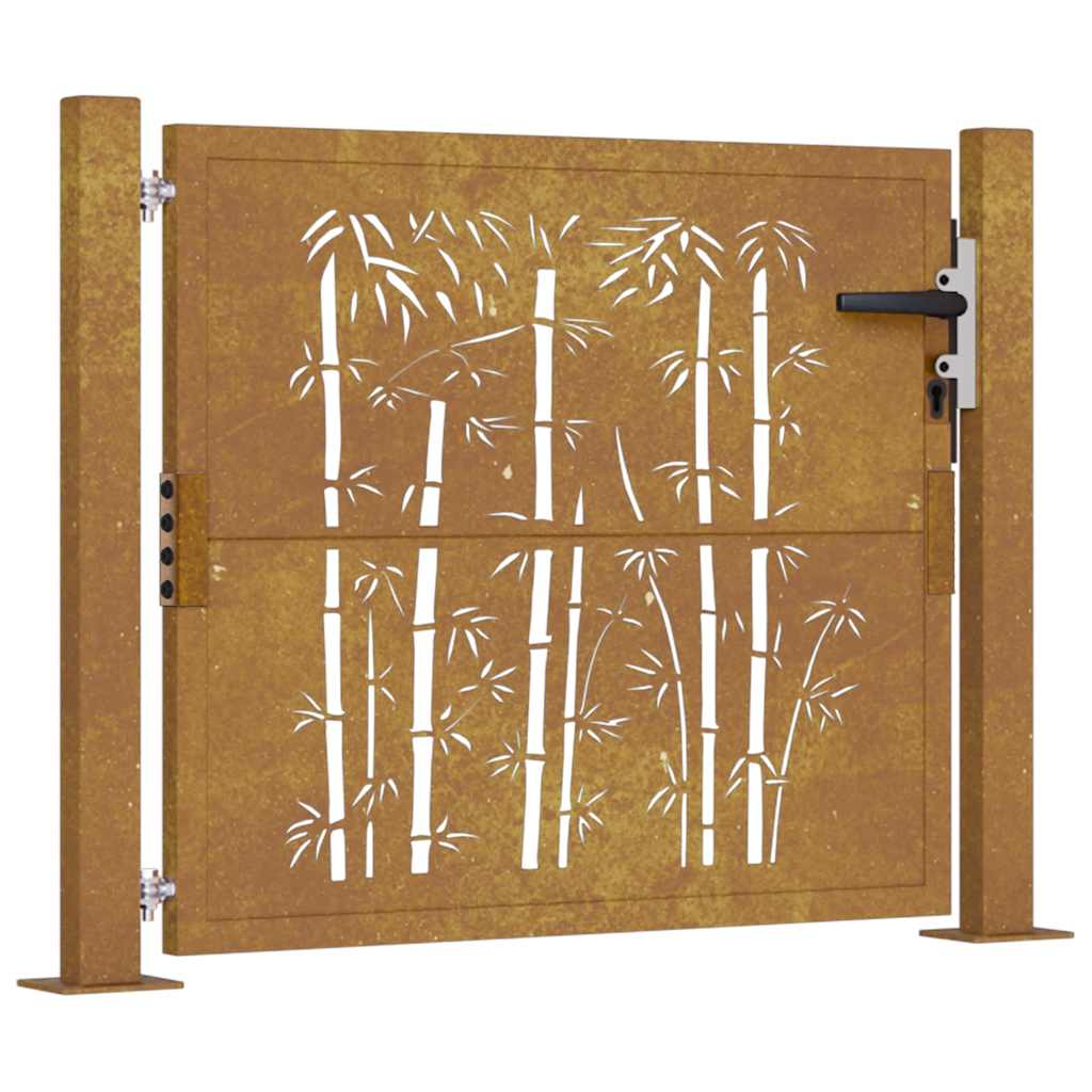 vidaXL Poartă pentru grădină, 105x105 cm, oțel corten, model bambus