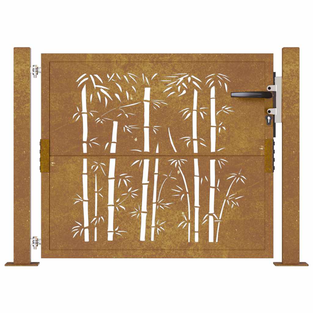 vidaXL Poartă pentru grădină, 105x105 cm, oțel corten, model bambus