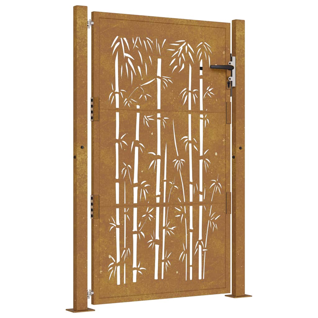 vidaXL Poartă pentru grădină, 105x130 cm, oțel corten, model bambus