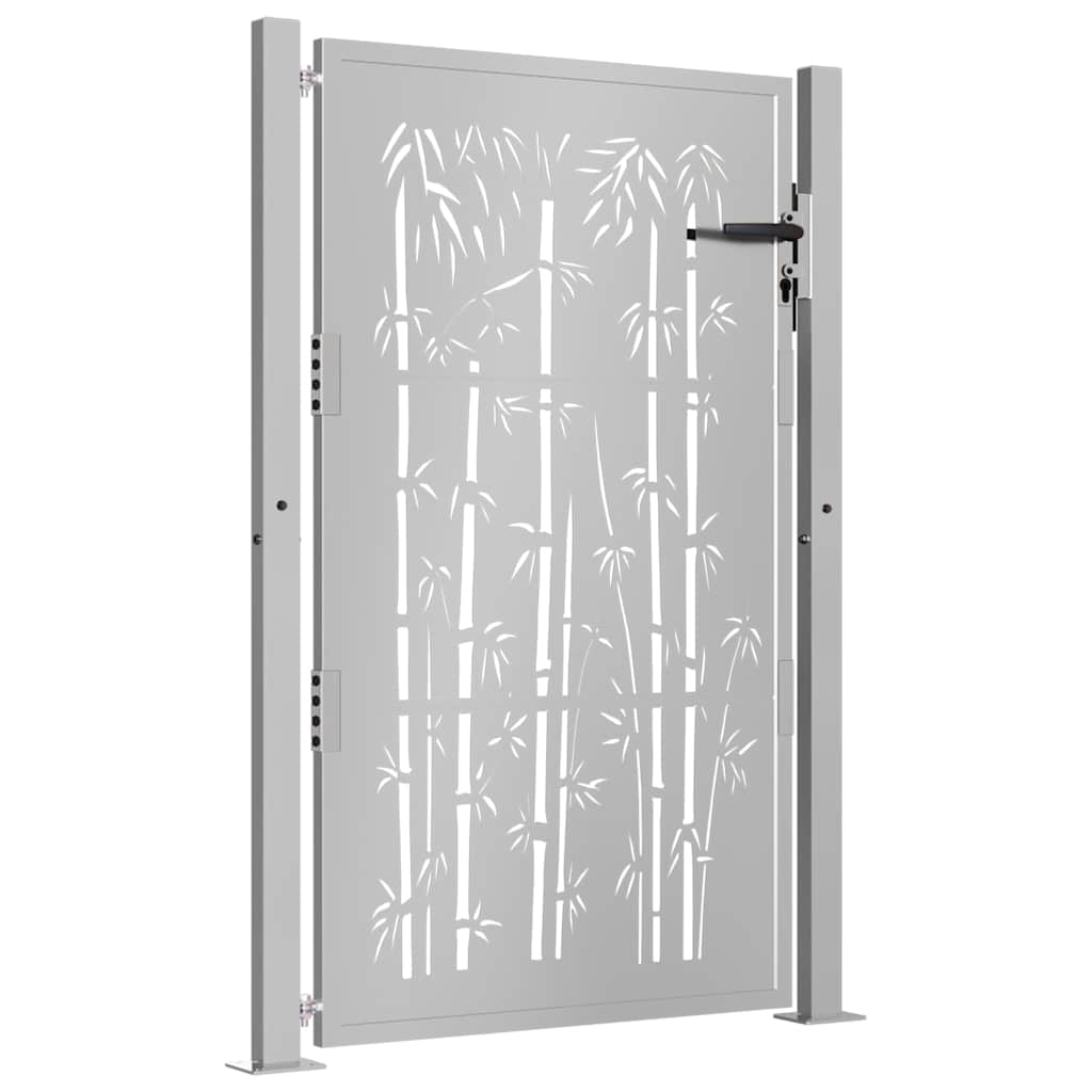 vidaXL Poartă pentru grădină, 105x130 cm, oțel corten, model bambus
