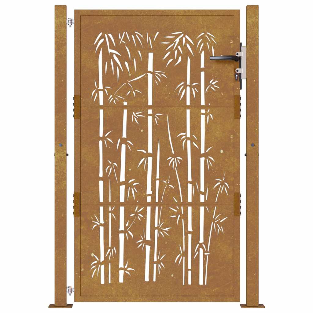 vidaXL Poartă pentru grădină, 105x130 cm, oțel corten, model bambus