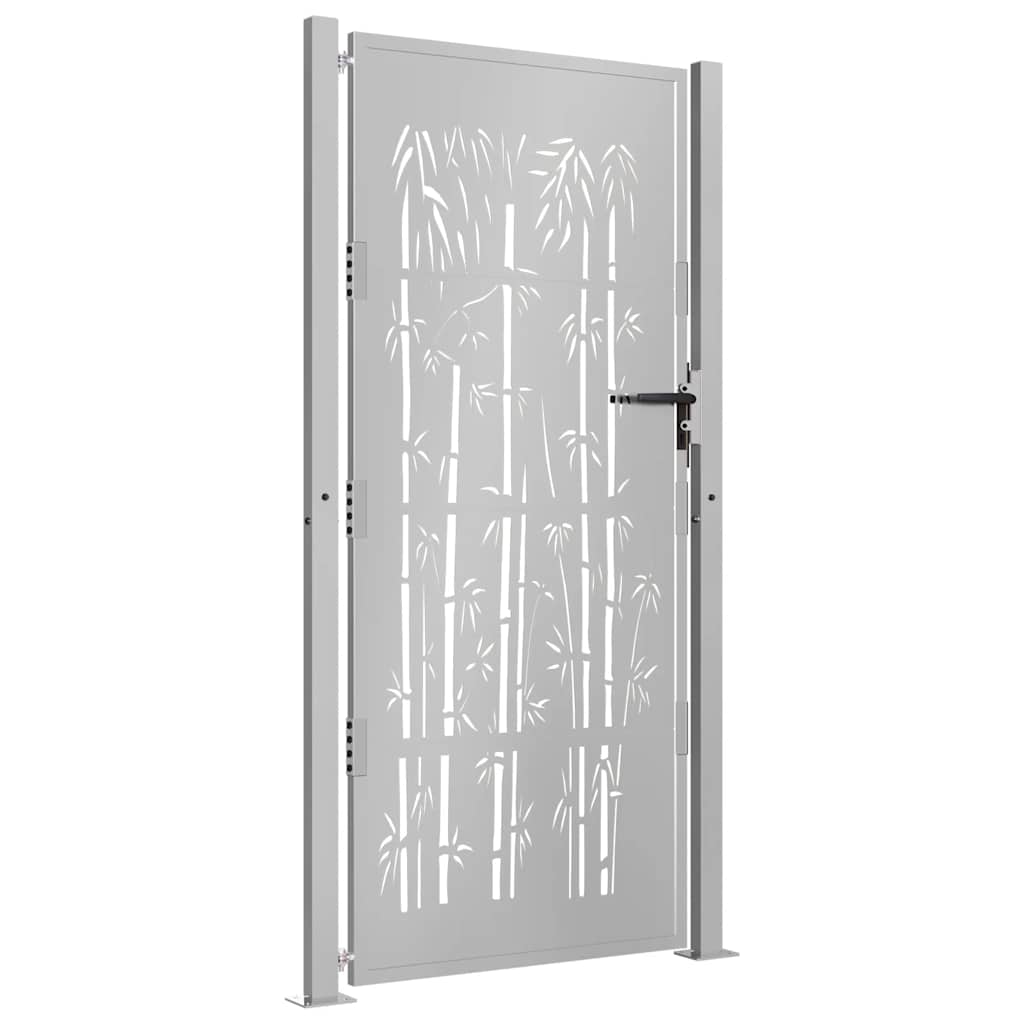 vidaXL Poartă pentru grădină, 105x205 cm, oțel corten, model bambus