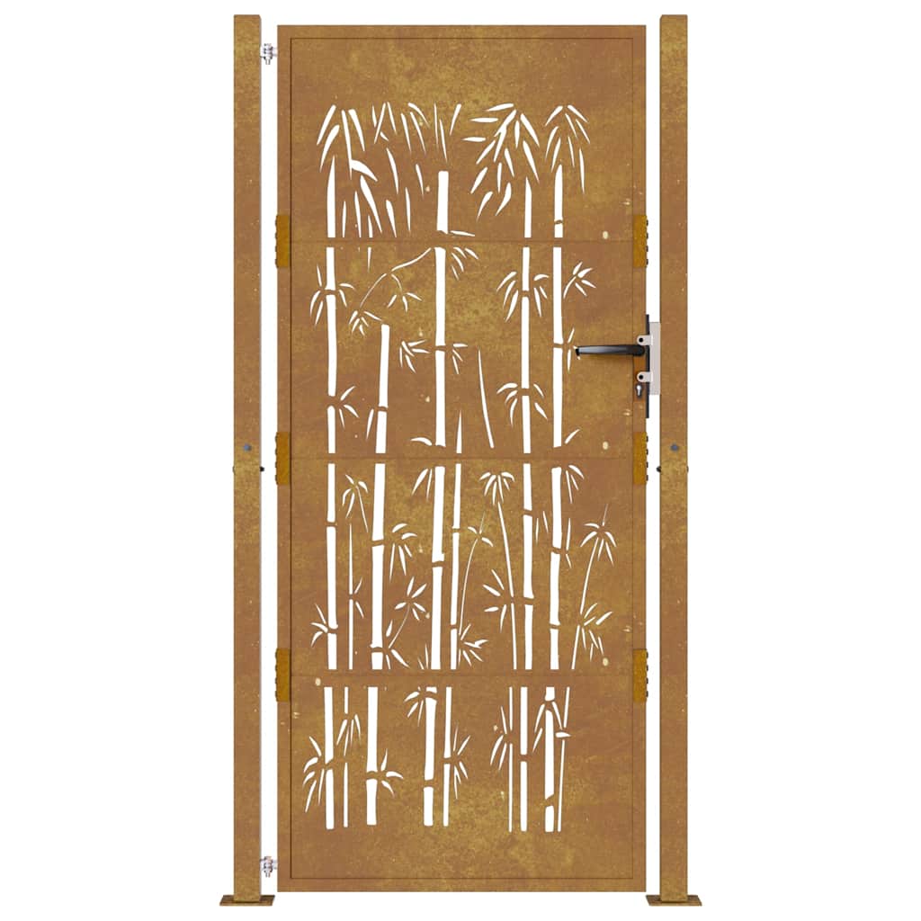 vidaXL Poartă pentru grădină, 105x205 cm, oțel corten, model bambus