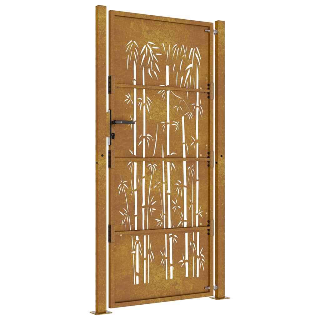 vidaXL Poartă pentru grădină, 105x205 cm, oțel corten, model bambus