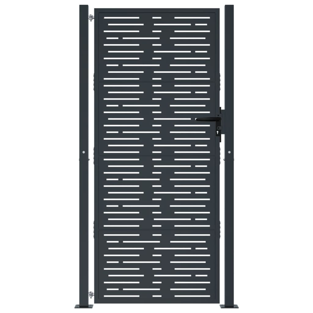 vidaXL Poartă de grădină antracit 100x200 cm oțel, design pătrat