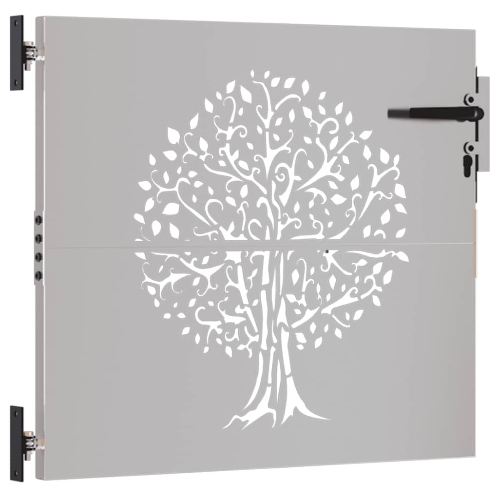 vidaXL Poartă pentru grădină, 85x75 cm, oțel corten, model copac
