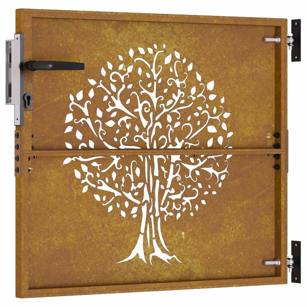 vidaXL Poartă pentru grădină, 85x75 cm, oțel corten, model copac