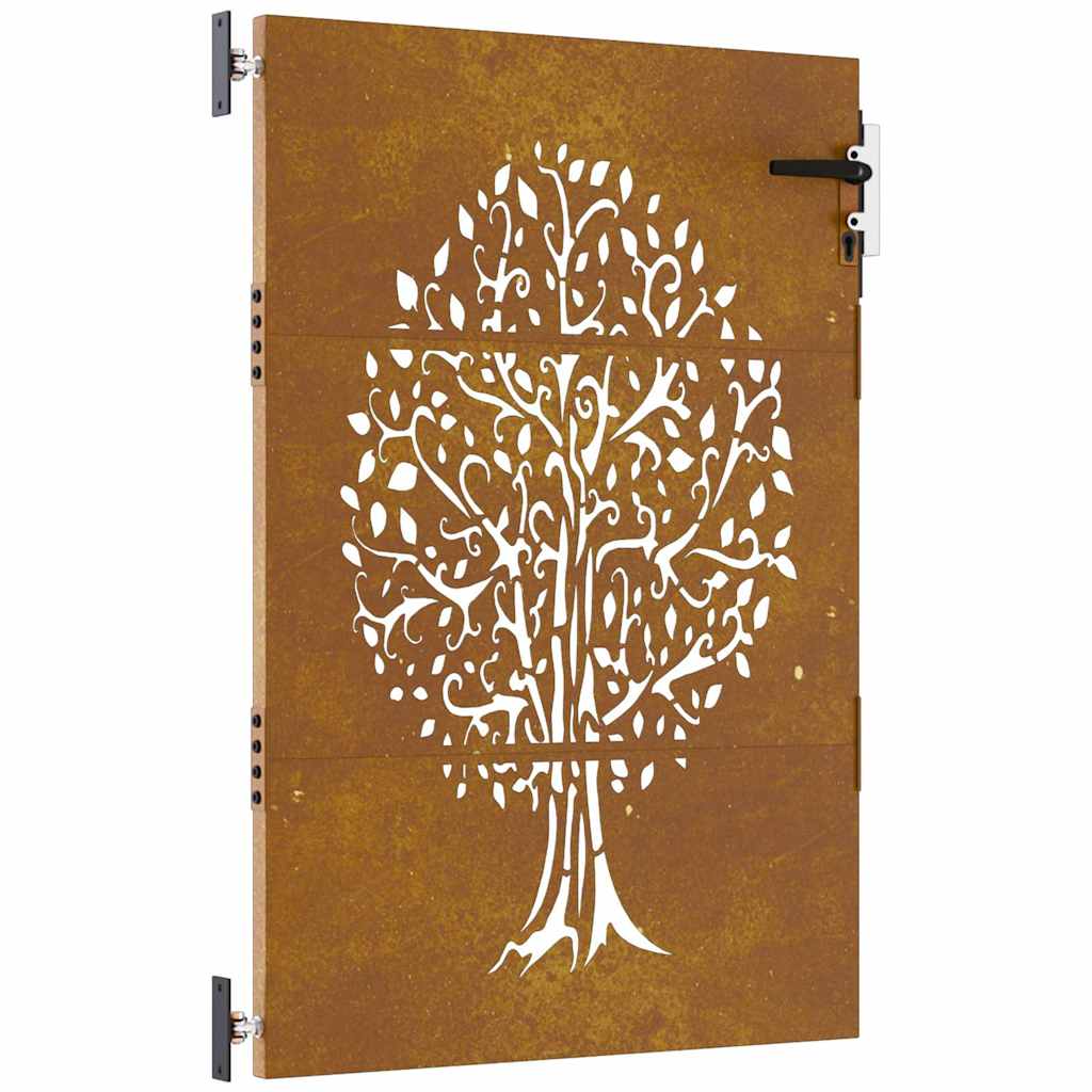 vidaXL Poartă pentru grădină, 85x125 cm, oțel corten, model copac
