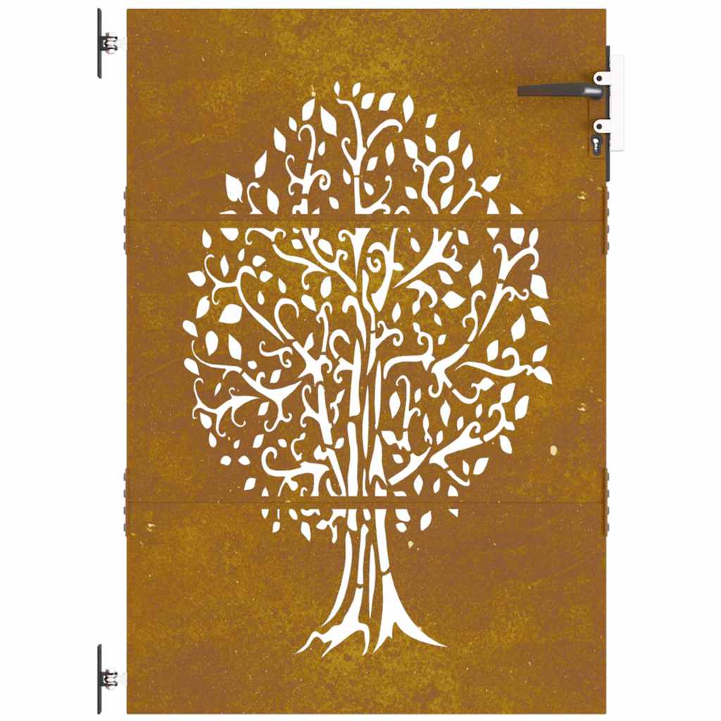vidaXL Poartă pentru grădină, 85x125 cm, oțel corten, model copac