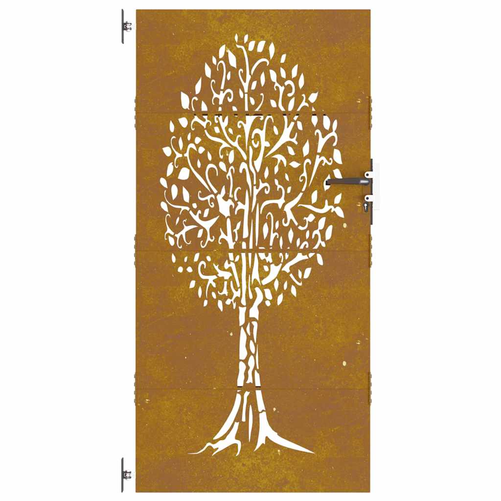 vidaXL Poartă pentru grădină, 85x175 cm, oțel corten, model copac