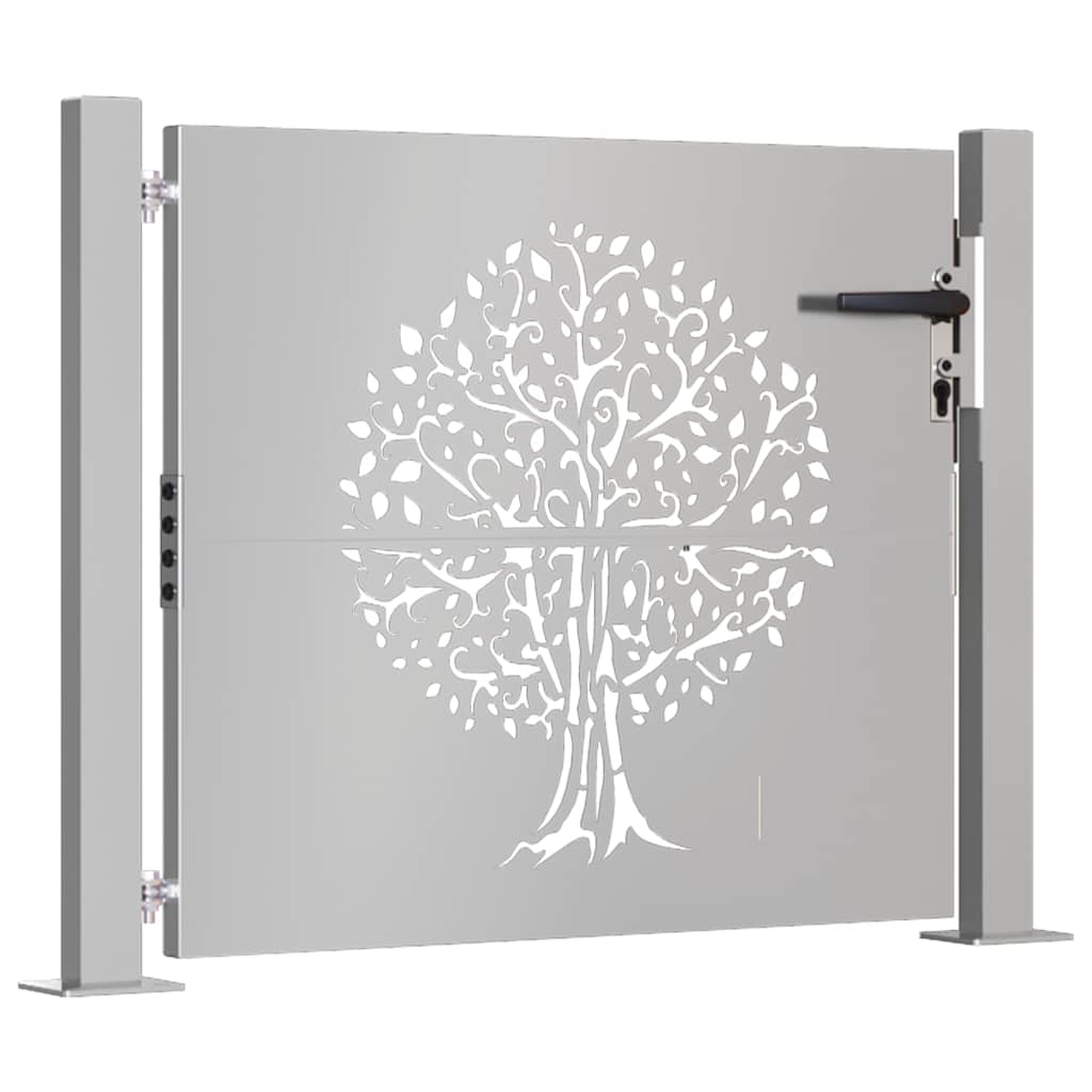 vidaXL Poartă pentru grădină, 105x80 cm, oțel corten, model copac