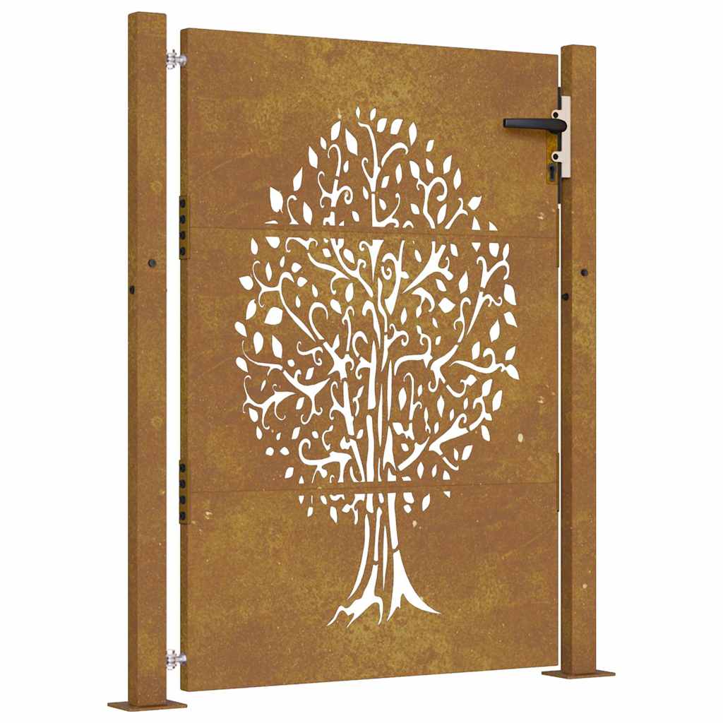 vidaXL Poartă pentru grădină, 105x130 cm, oțel corten, model copac vidaXL Poartă pentru grădină, 105x130 cm, oțel corten, model copac