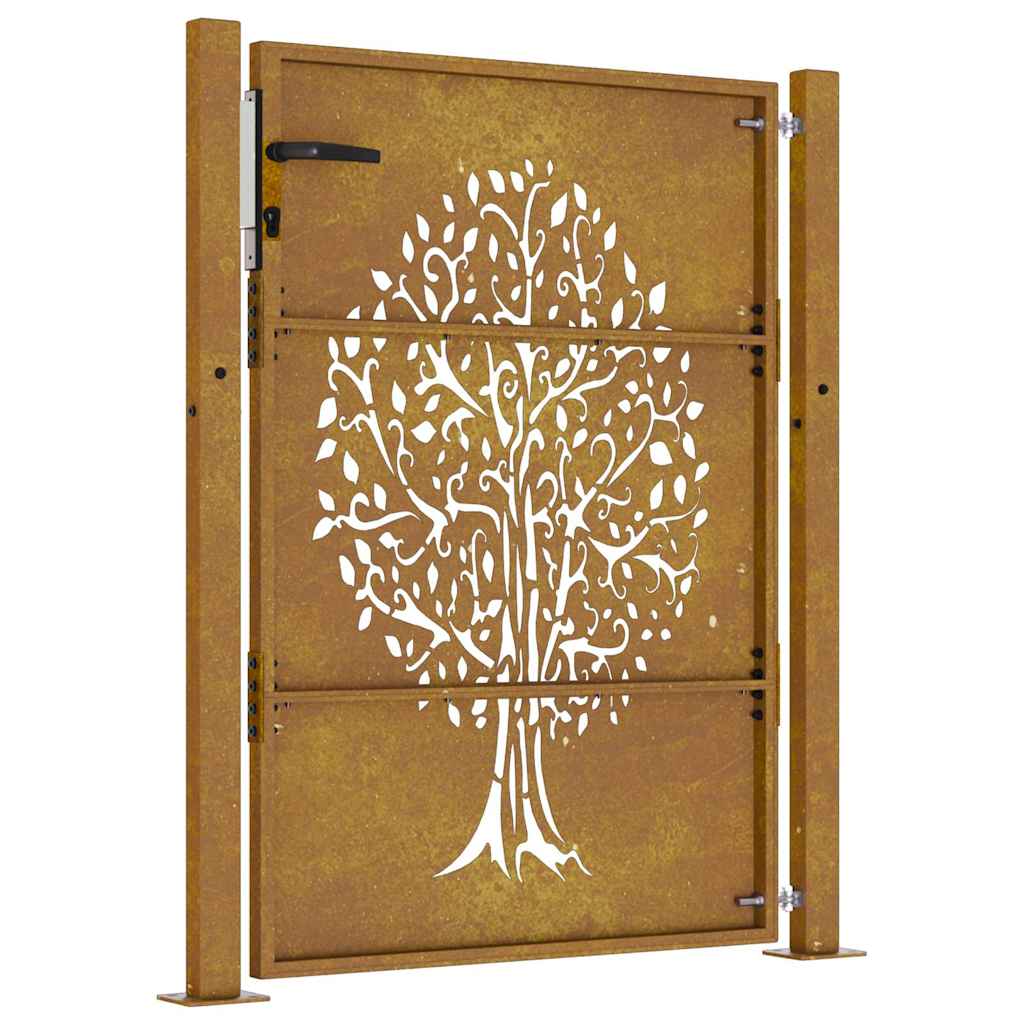 vidaXL Poartă pentru grădină, 105x130 cm, oțel corten, model copac vidaXL Poartă pentru grădină, 105x130 cm, oțel corten, model copac