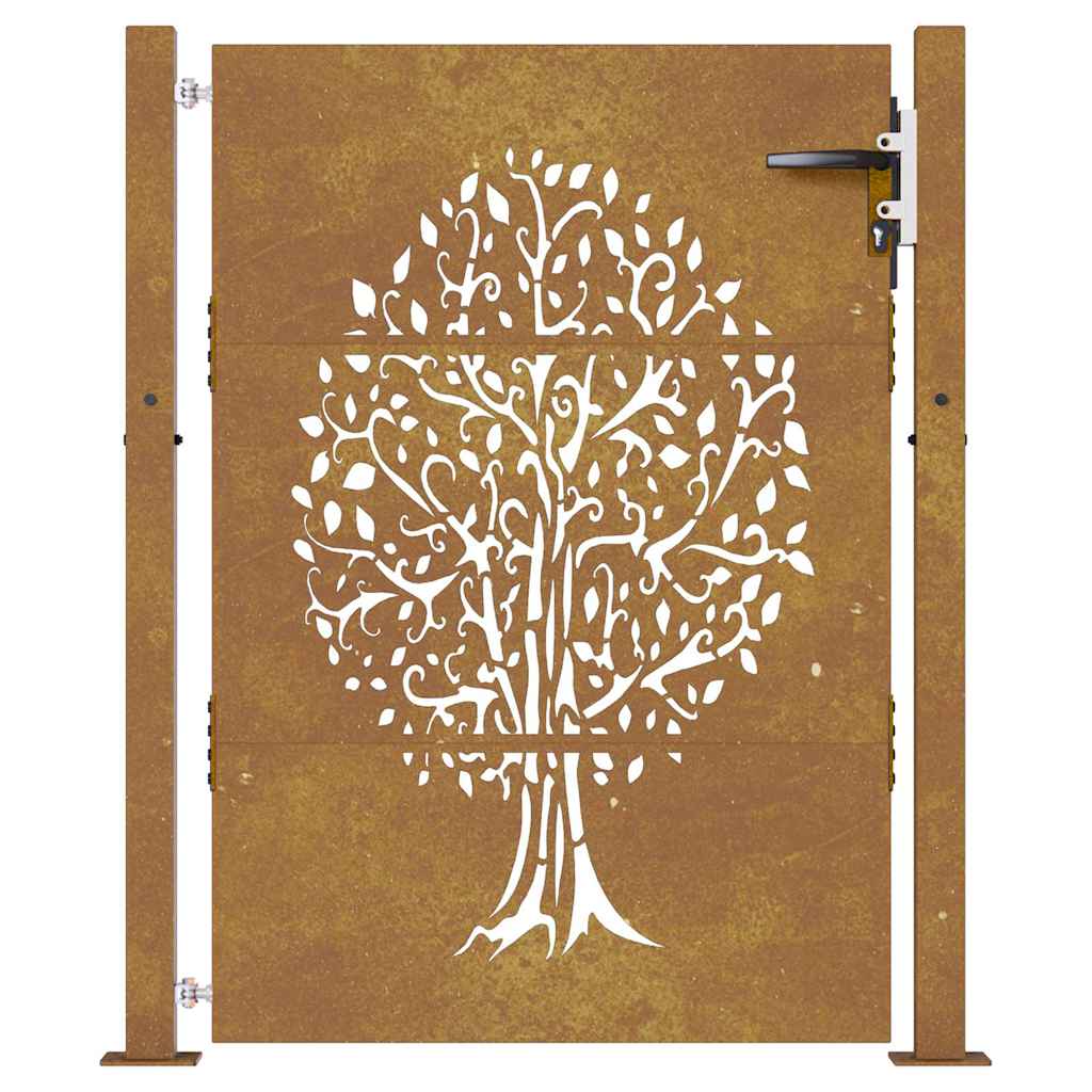 vidaXL Poartă pentru grădină, 105x155 cm, oțel corten, model copac