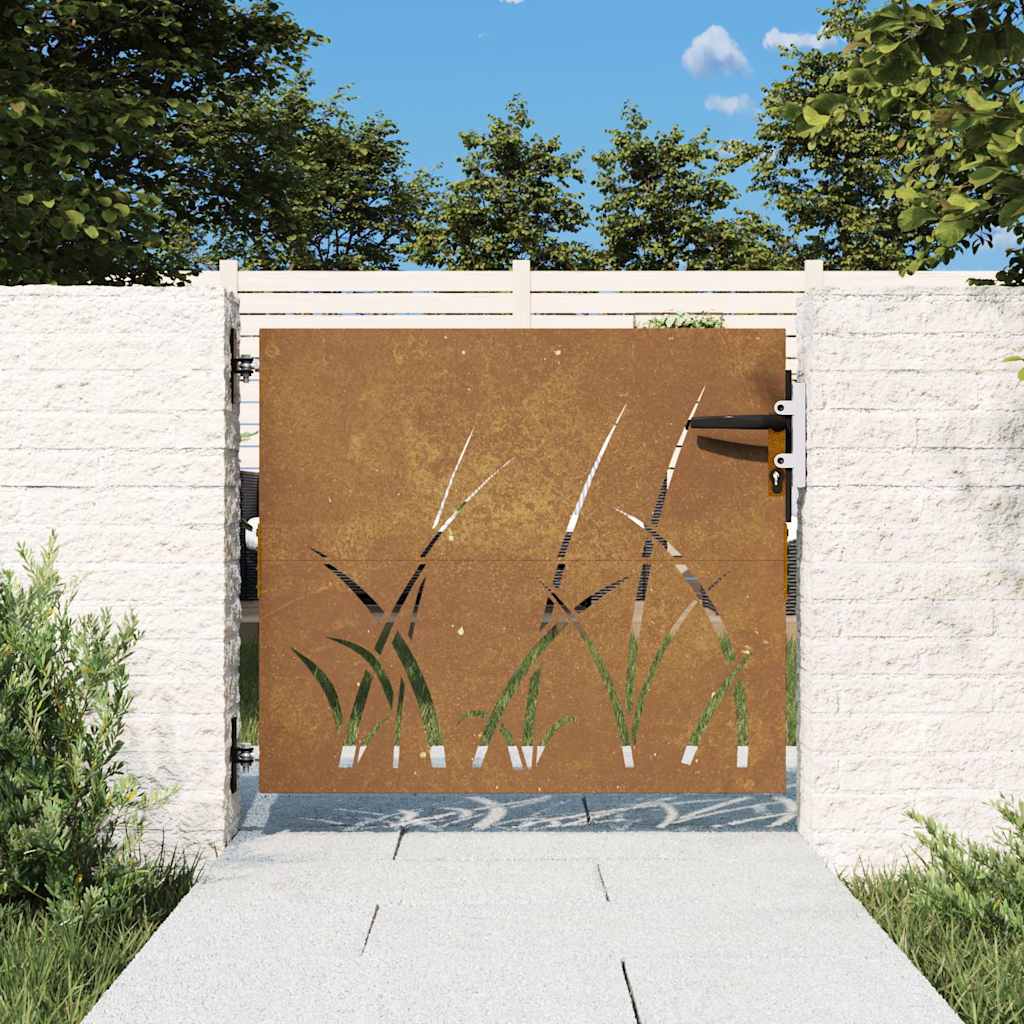 vidaXL Poartă pentru grădină, 85x100 cm, oțel corten, model iarbă vidaXL Poartă pentru grădină, 85x100 cm, oțel corten, model iarbă