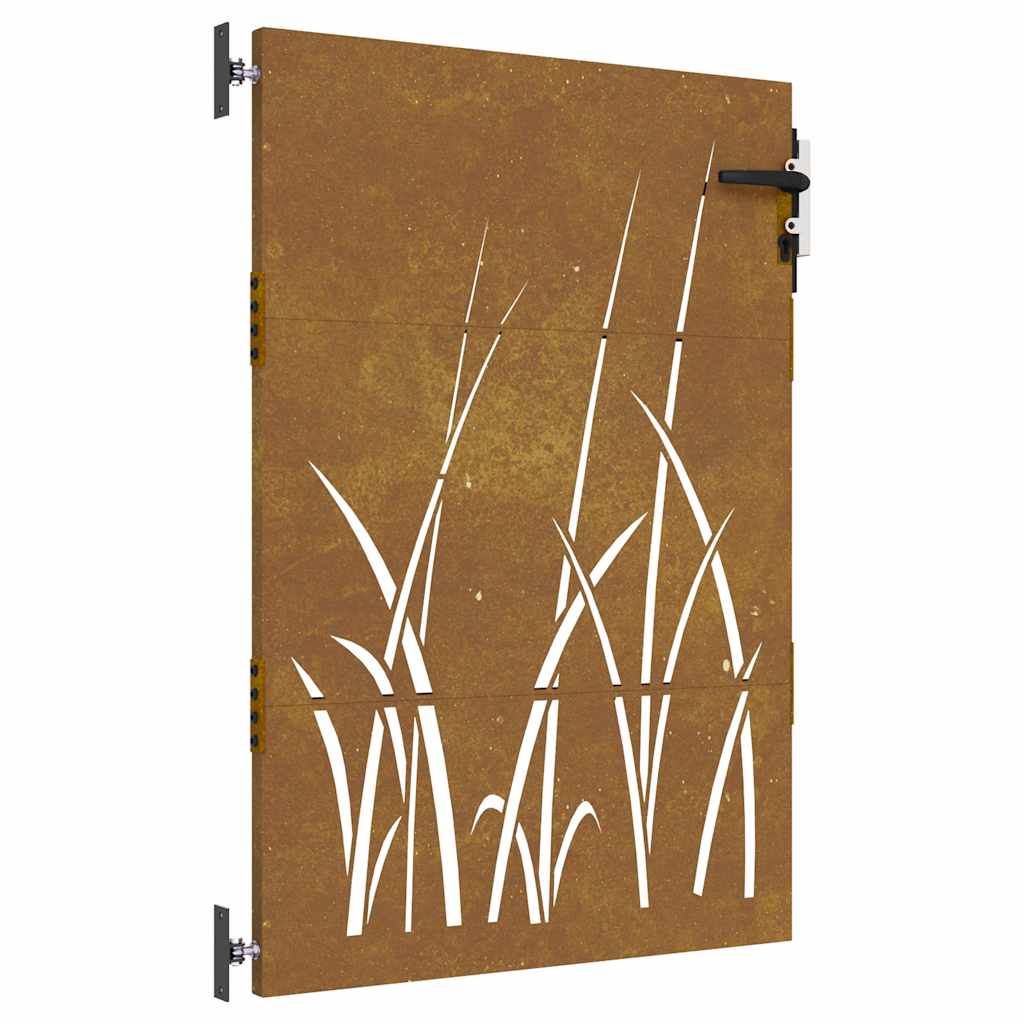 vidaXL Poartă pentru grădină, 85x125 cm, oțel corten, model iarbă