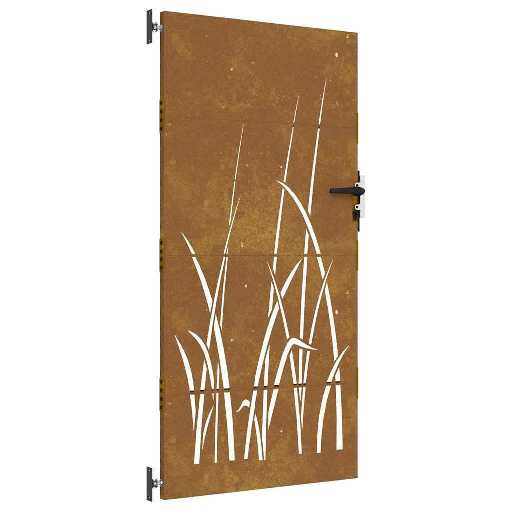 vidaXL Poartă pentru grădină, 85x200 cm, oțel corten, model iarbă