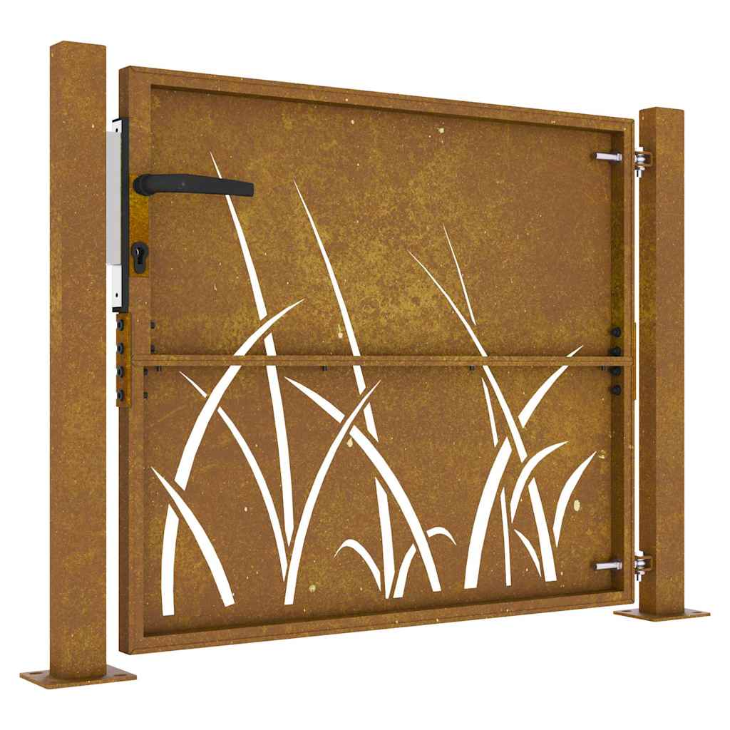 vidaXL Poartă pentru grădină, 105x80 cm, oțel corten, model iarbă