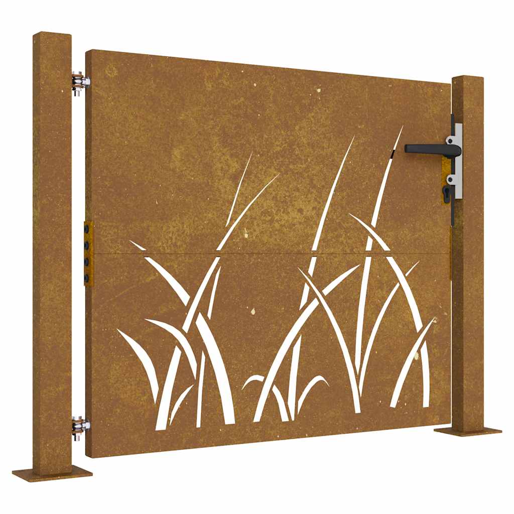 vidaXL Poartă pentru grădină, 105x105 cm, oțel corten, model iarbă