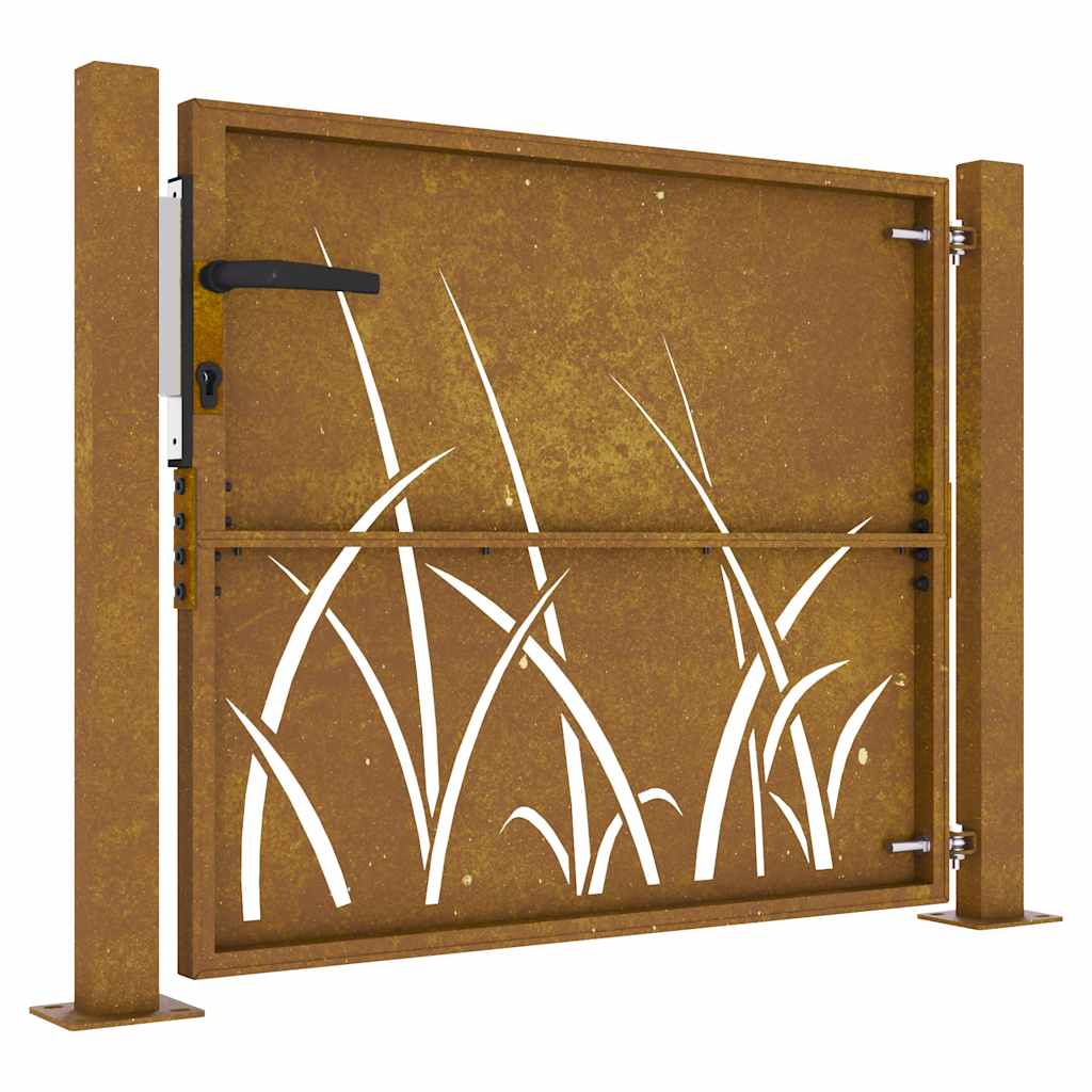 vidaXL Poartă pentru grădină, 105x105 cm, oțel corten, model iarbă