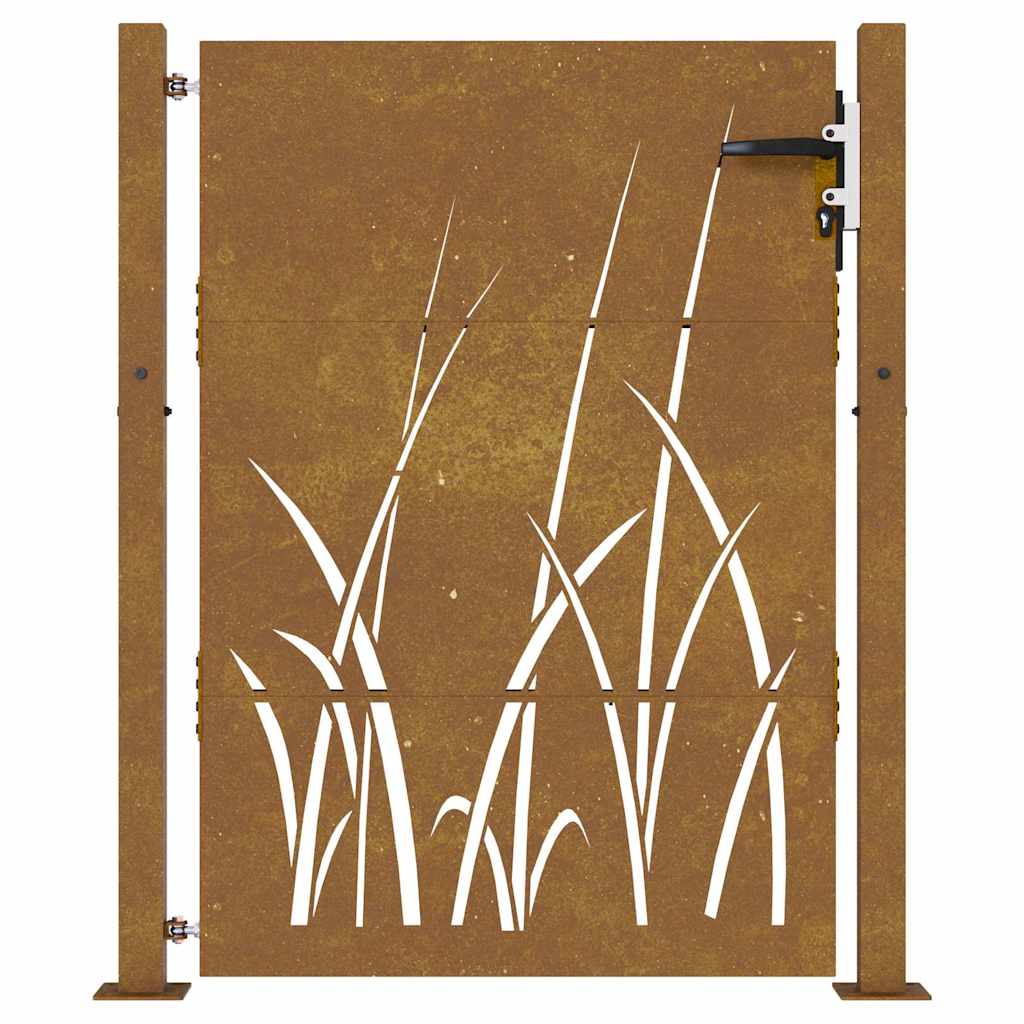 vidaXL Poartă pentru grădină, 105x155 cm, oțel corten, model iarbă vidaXL Poartă pentru grădină, 105x155 cm, oțel corten, model iarbă