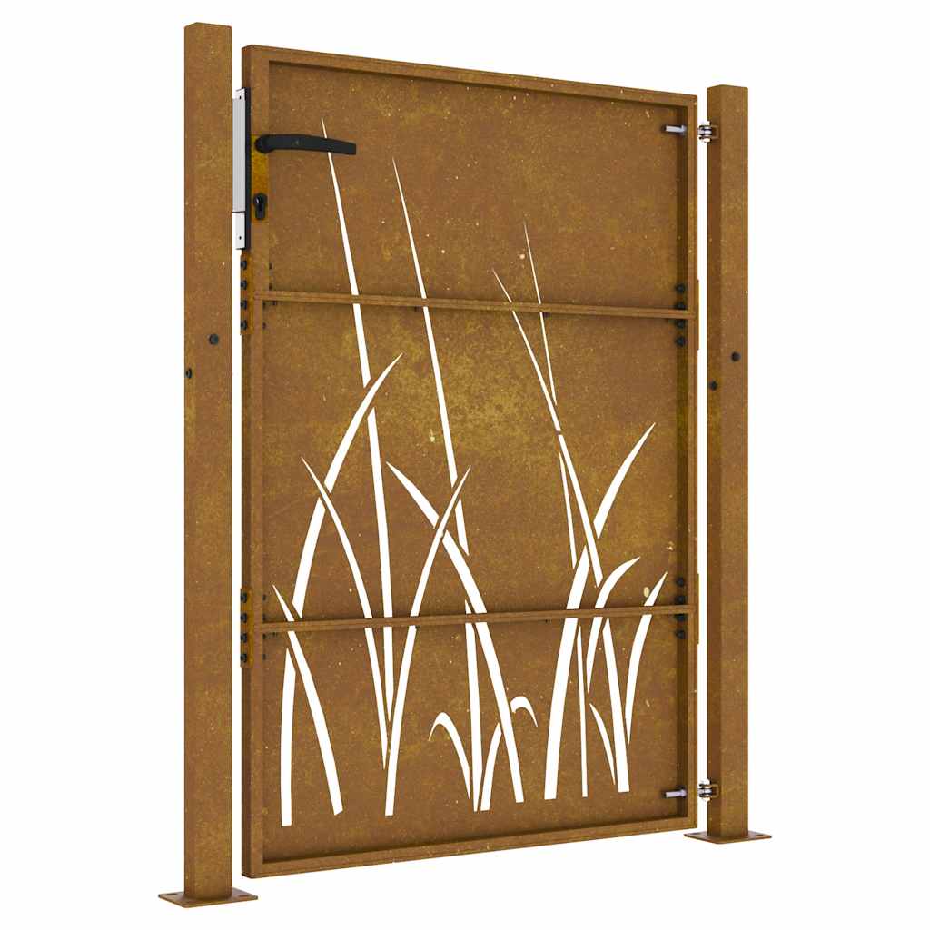 vidaXL Poartă pentru grădină, 105x155 cm, oțel corten, model iarbă vidaXL Poartă pentru grădină, 105x155 cm, oțel corten, model iarbă
