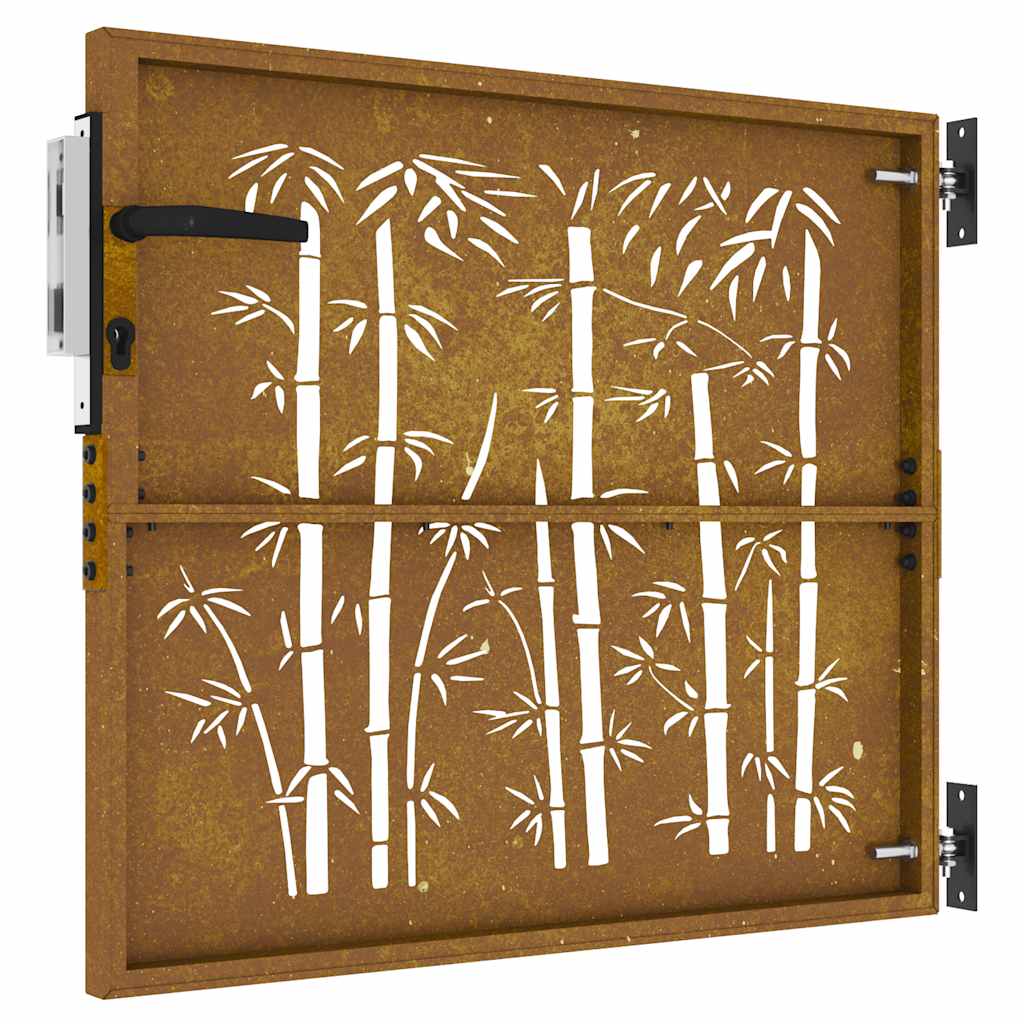 vidaXL Poartă pentru grădină, 85x75 cm, oțel corten, model bambus